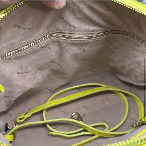 Brahmin “ Lemongrass” Crocodile Embossed Satchel with Metallic Hardware NWOT - Picture 4 of 10